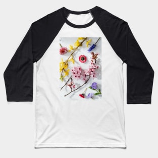 colorful flowers and plants pink & rose yellow blue purple Baseball T-Shirt